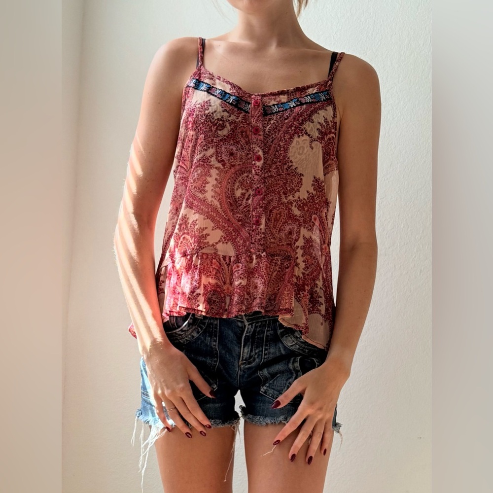 Band of Gypsies Red Peplum Camisole Top
